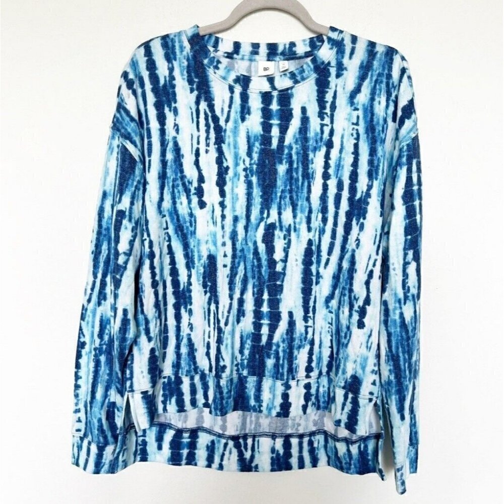 NWT NORDSTROM BP. Blue Tie Dye High-Low Tunic Sweatshirt MEDIUM Indigo blue - Picture 2 of 12
